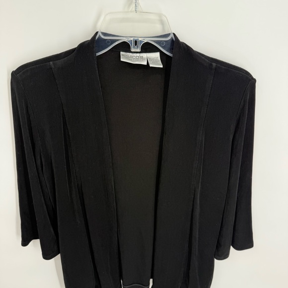 Chicos Travelers Open Front Cardigan Sweater Lightweight Black Size 0 (S) - Picture 4 of 8